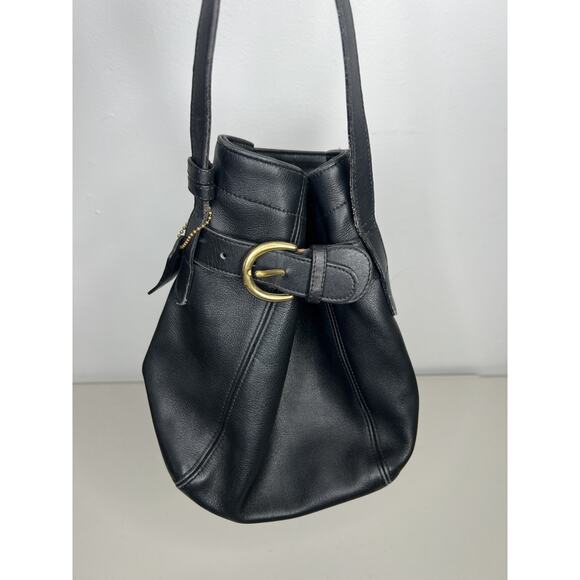 Vintage Coach Soho Black Leather Belted Pouch Crossbody Shoulder Bucket Bag - Picture 1 of 13